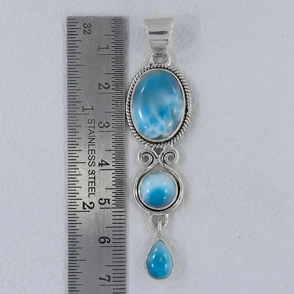 Larimar Gemstone Silver Pendant