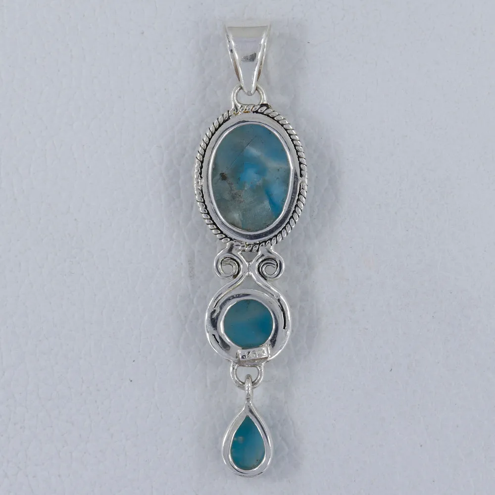 Larimar Gemstone Silver Pendant