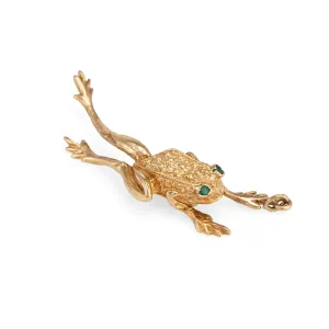 Leaping Frog Pendant Vintage 14k Yellow Gold Estate Animal Jewelry Long Legs
