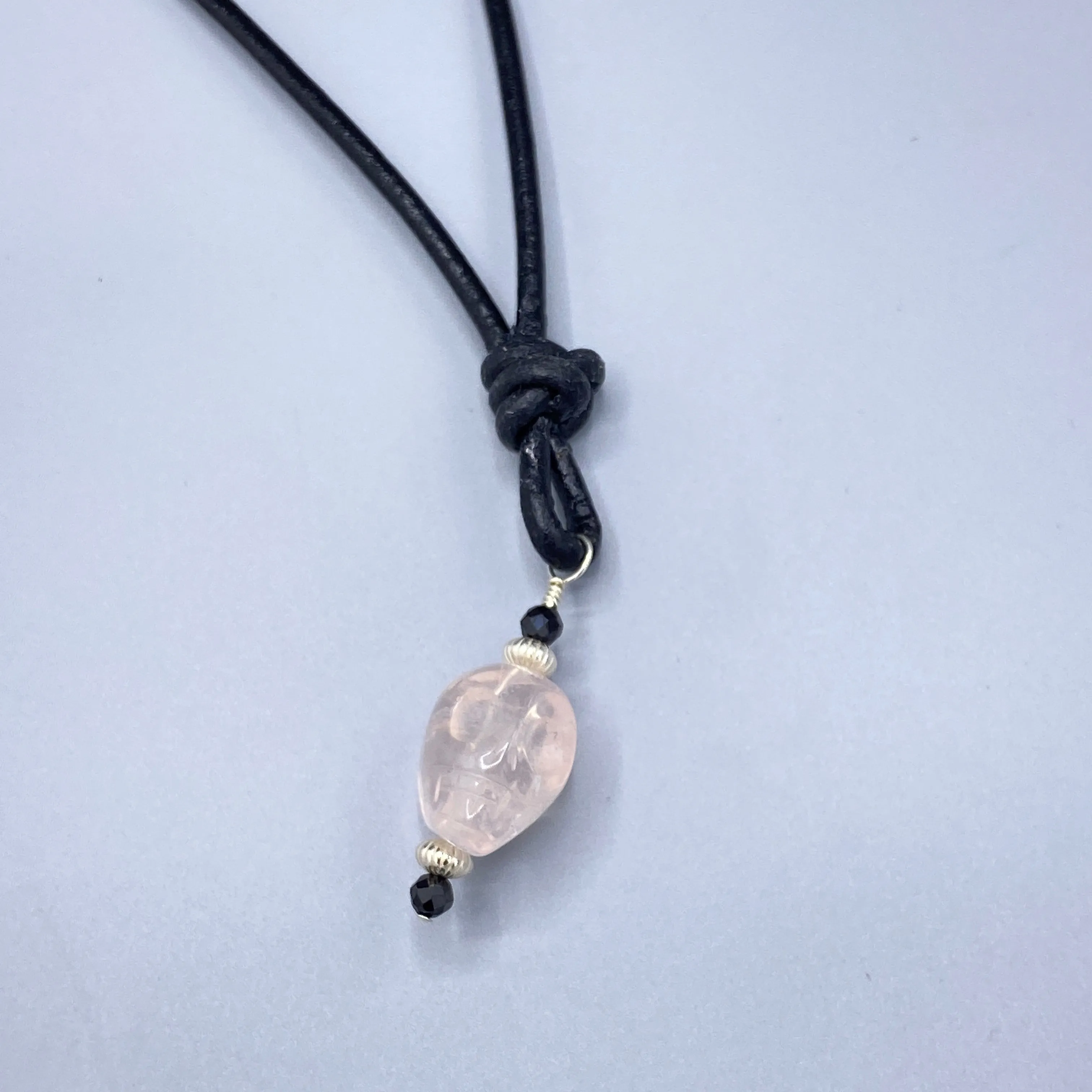 Leather and Gemstone Skull necklaces with Sterling Silver