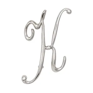 Letter K Pendant Brooch Vintage Platinum Large Initial Script Estate Jewelry