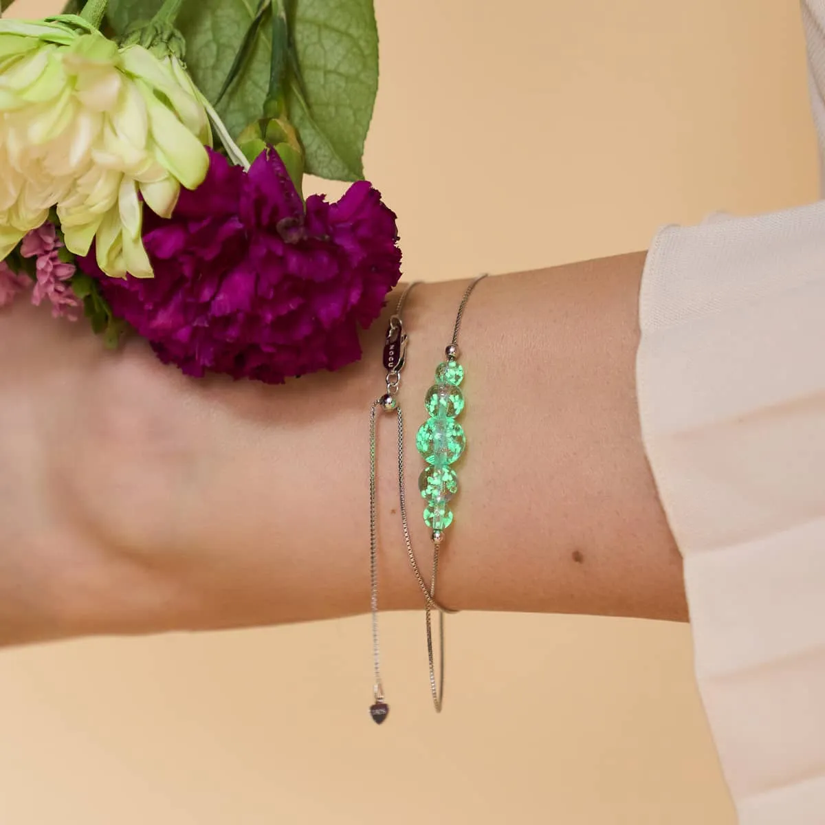 Lilac | .925 Sterling Silver | Firefly Glass Infinity Clasp Anklet