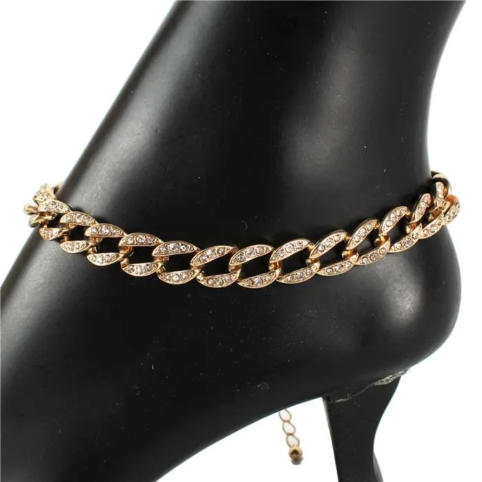 Link Chain With Stone Anklets