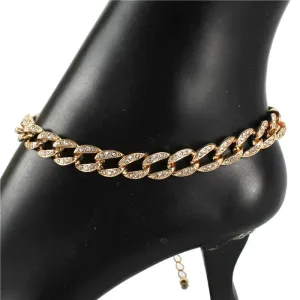 Link Chain With Stone Anklets