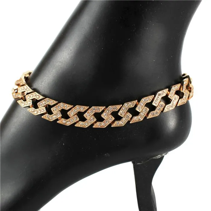 Link Chain With Stone Anklets