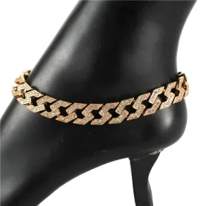 Link Chain With Stone Anklets