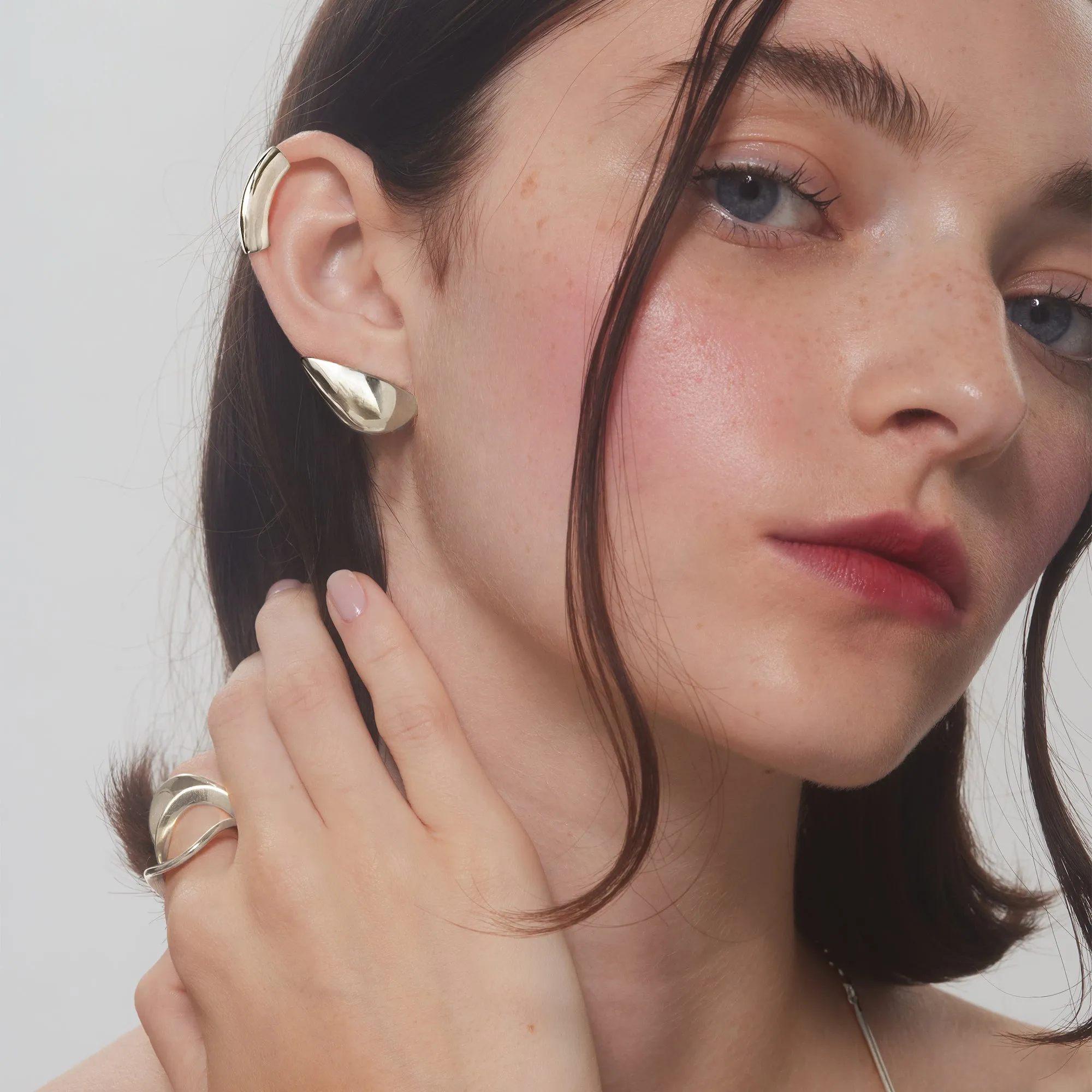 Lobe and Helix Set in Silver