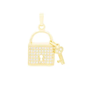 Lock Pendant 14K Anklet Gold Filled Cubic Zirconia Charm Rope Chain Set 10" Women Jewelry