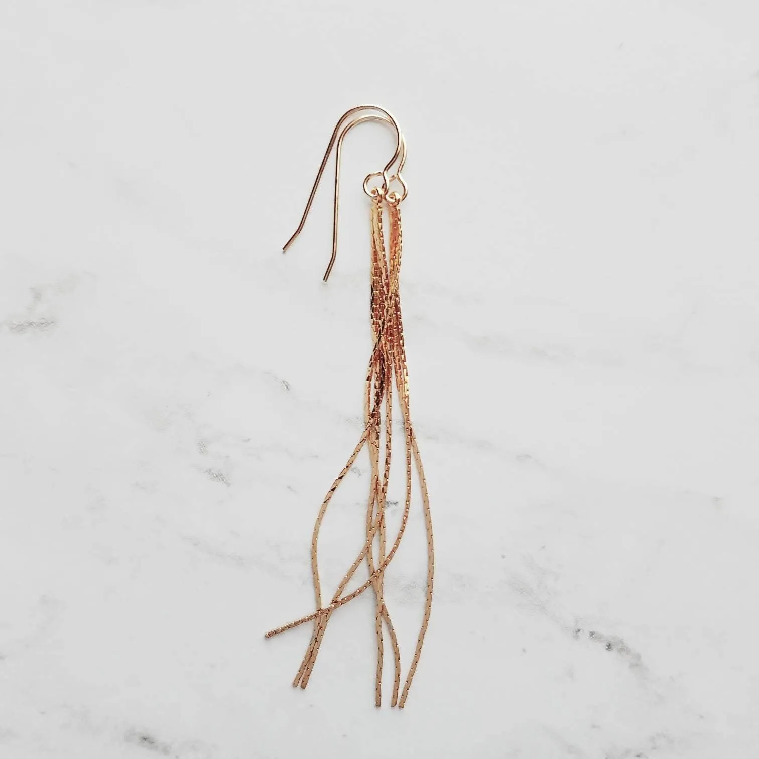 Long Gold Chain Earrings, thin chain dangle earring, 3 inch earring, chain strand earring, simple chain earring, minimalist earring, snake