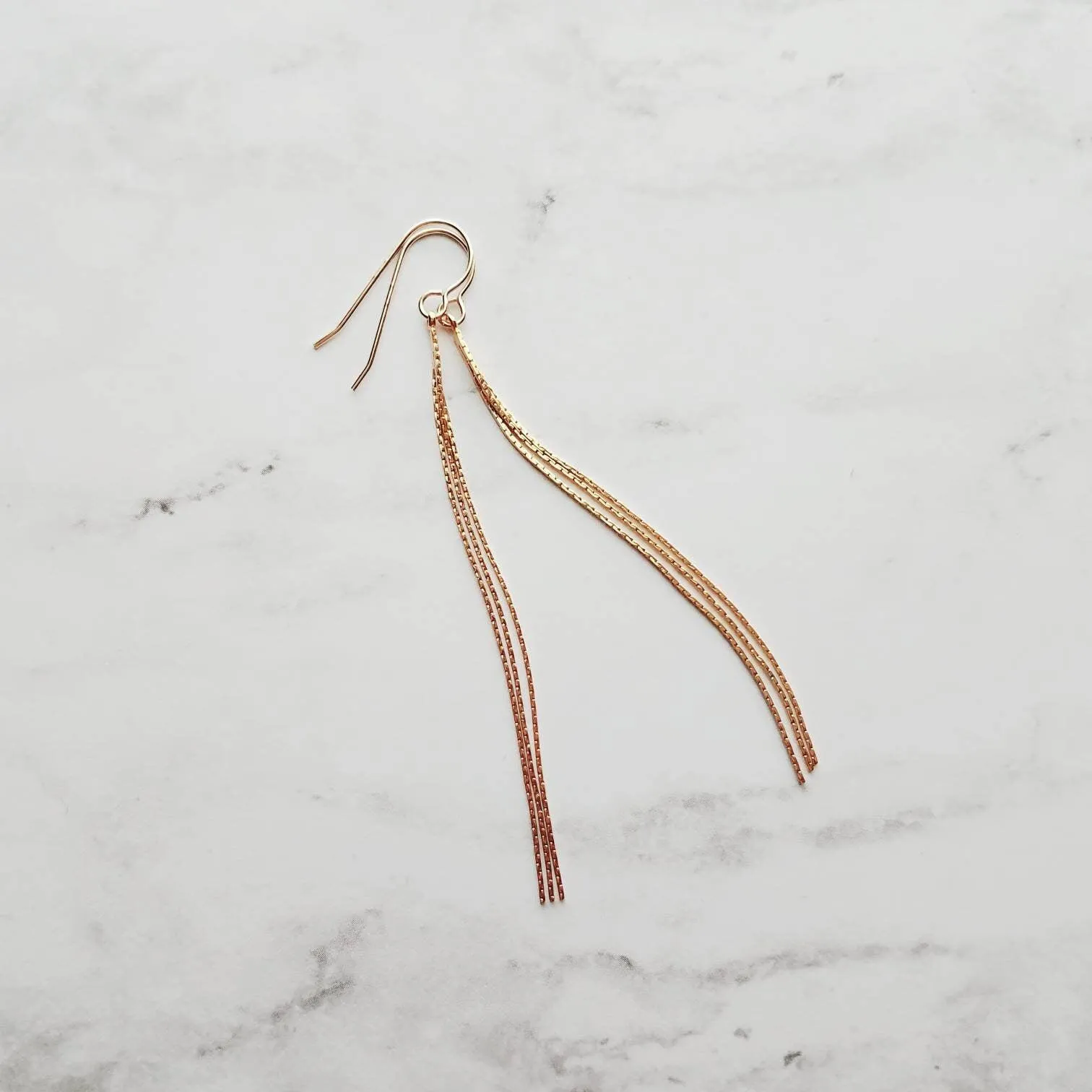 Long Gold Chain Earrings, thin chain dangle earring, 3 inch earring, chain strand earring, simple chain earring, minimalist earring, snake