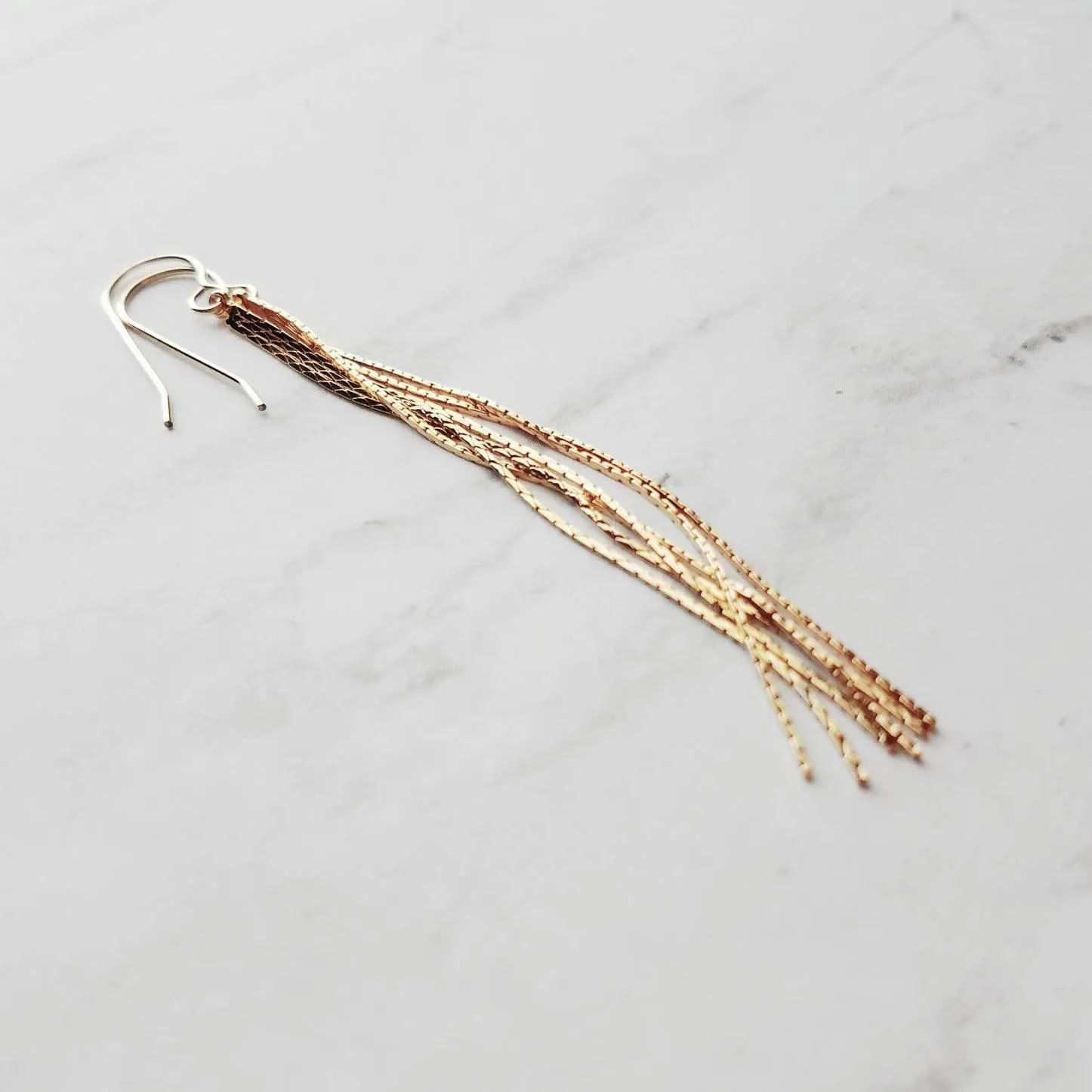 Long Gold Chain Earrings, thin chain dangle earring, 3 inch earring, chain strand earring, simple chain earring, minimalist earring, snake