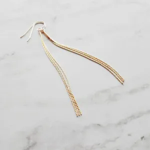Long Gold Chain Earrings, thin chain dangle earring, 3 inch earring, chain strand earring, simple chain earring, minimalist earring, snake