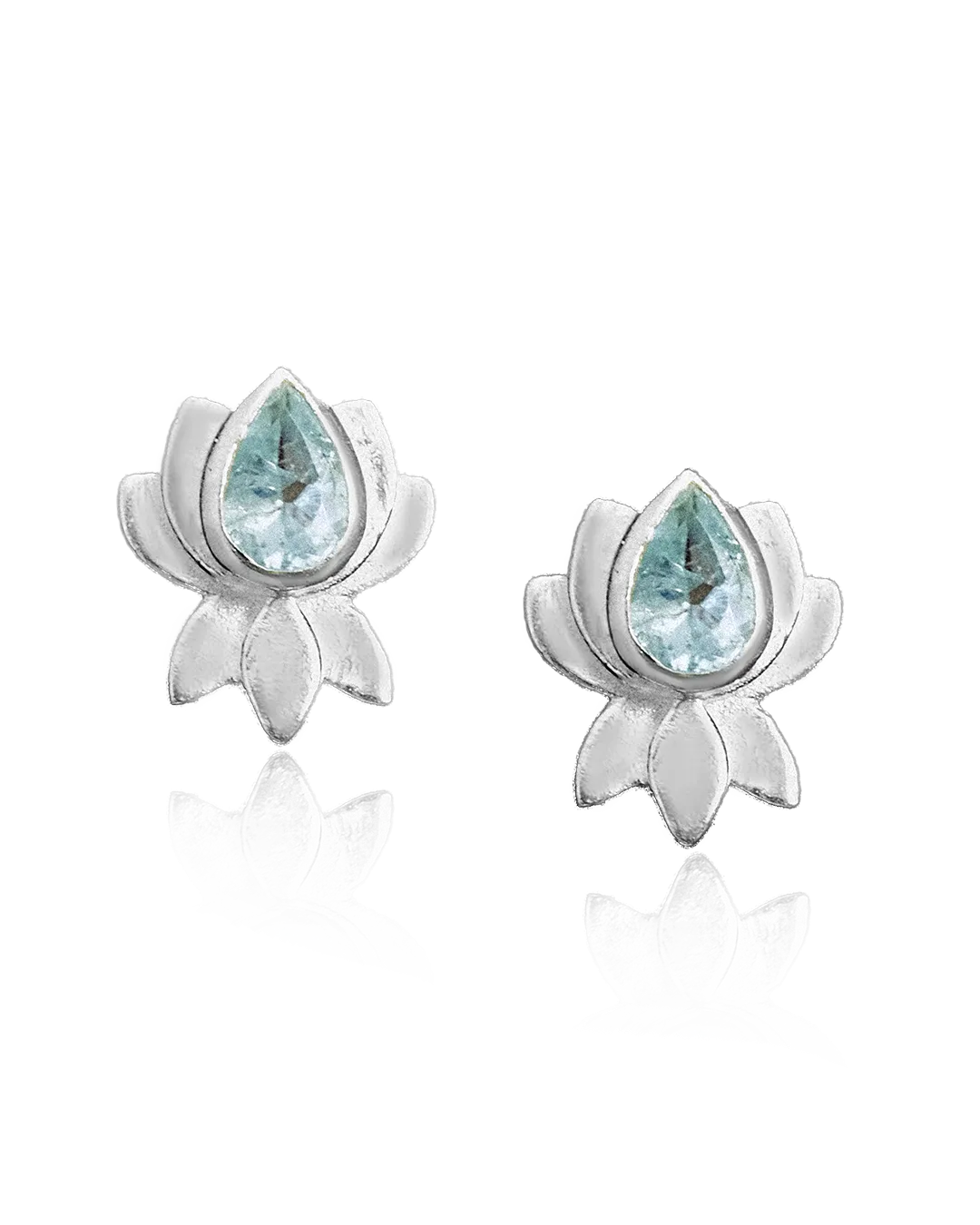 Lotus Flower Aquamarine Earrings