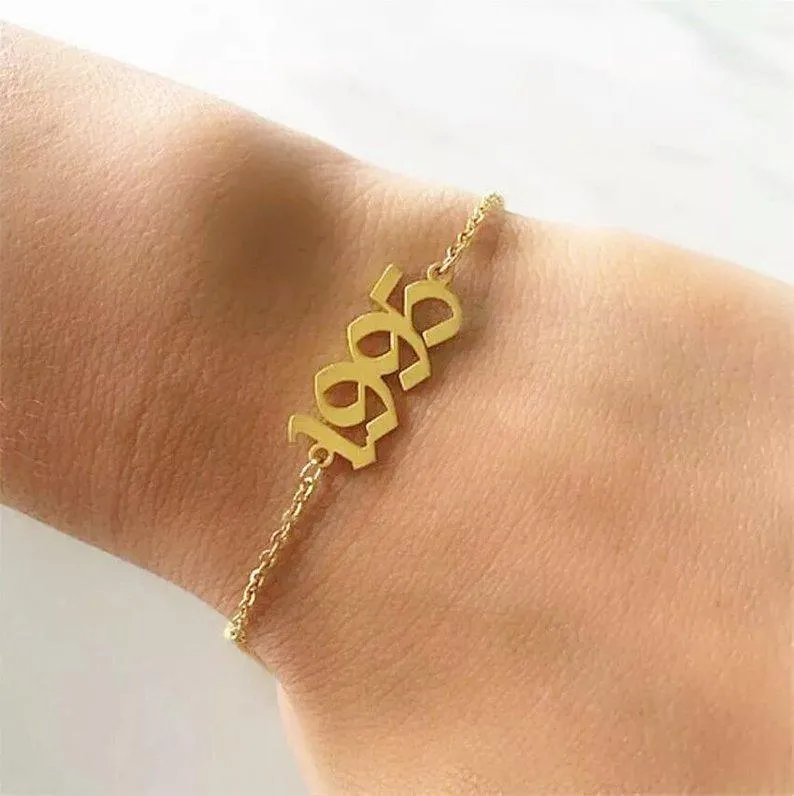 Luxury Chain Brecelets For Teeneger and Women's Fashion Birth Year Ankle Leg Bracelet Jewelry Stainless Steel Rose Gold Custom Number Anklet