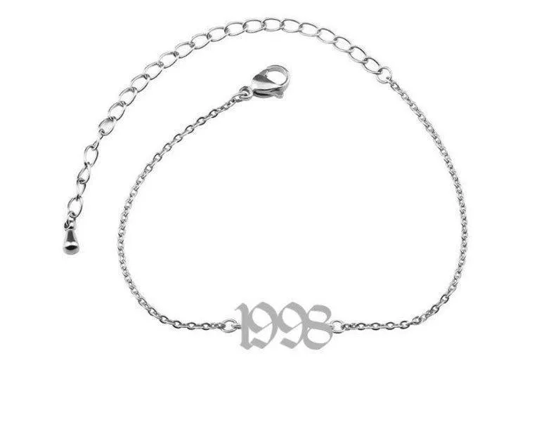 Luxury Chain Brecelets For Teeneger and Women's Fashion Birth Year Ankle Leg Bracelet Jewelry Stainless Steel Rose Gold Custom Number Anklet