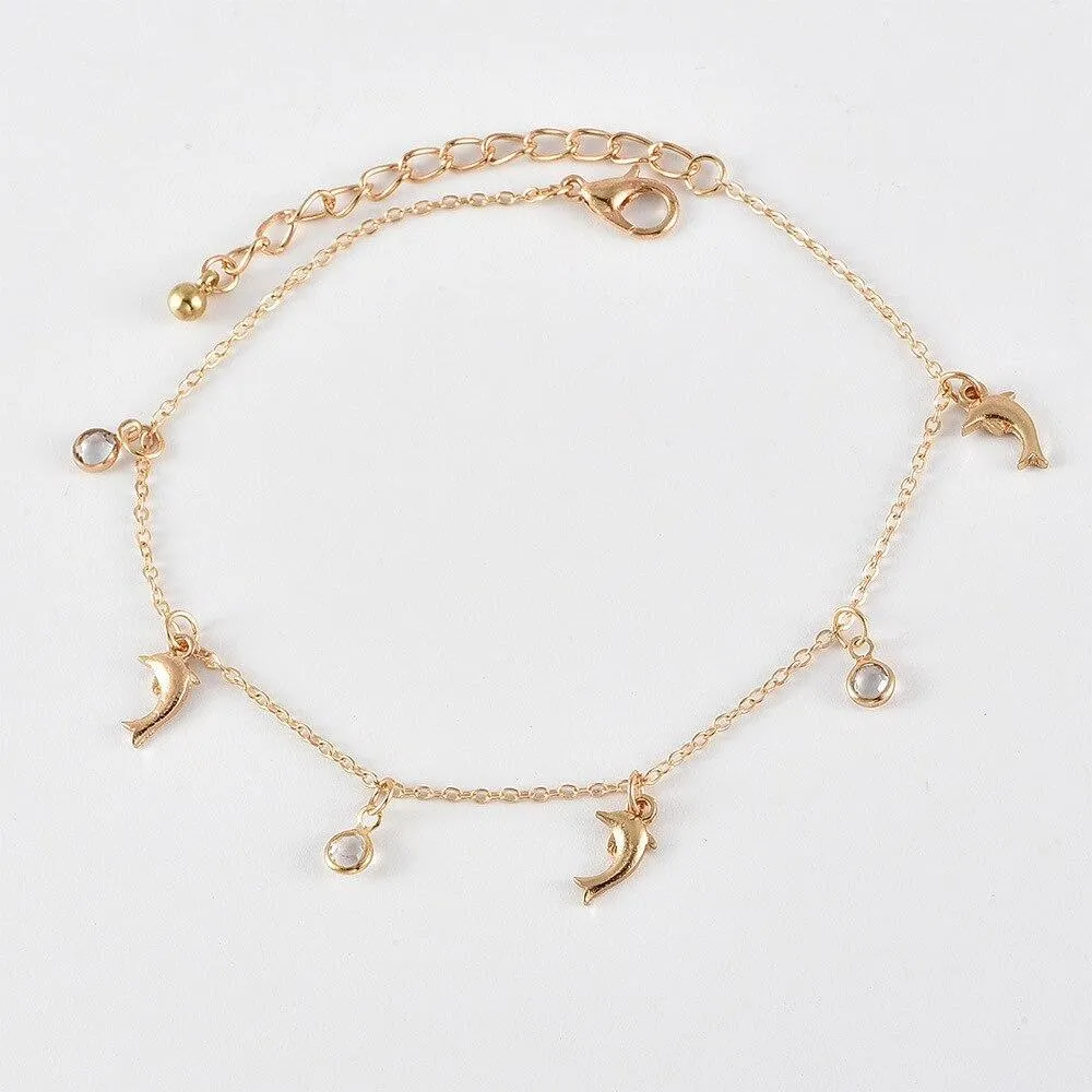 Luxury Delphin Fashion Ankles Foot Chain Star Gold Anklet Brecelets Pendant For Women  Foot Jewelry