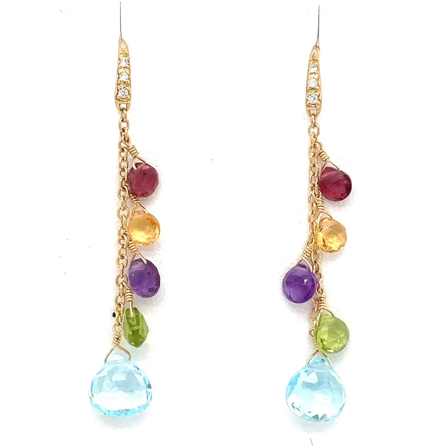 Marco Bicego Paradise Yellow Gold Gemstone Earrings with Diamonds