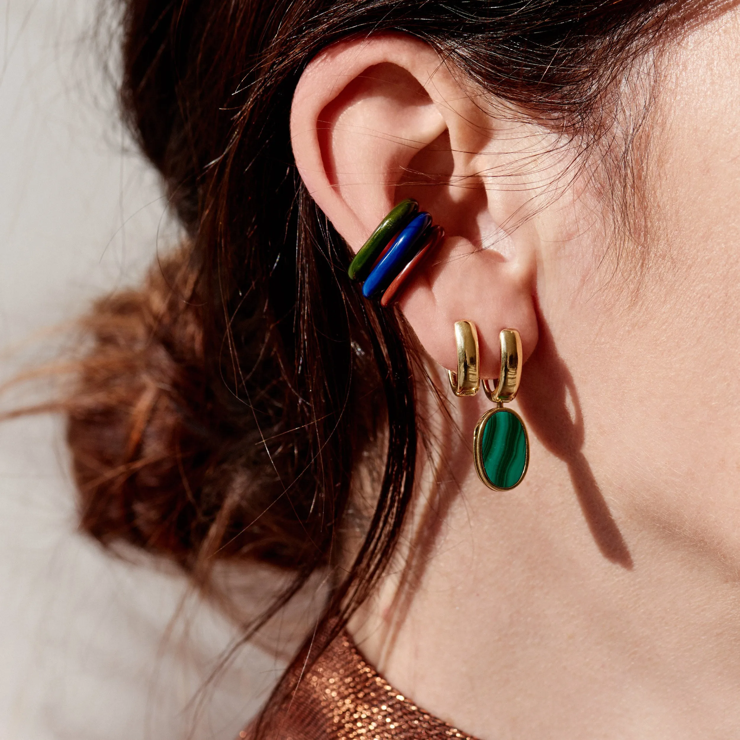 Marla Aaron 18k Pair of Gold Base Hoop Earrings