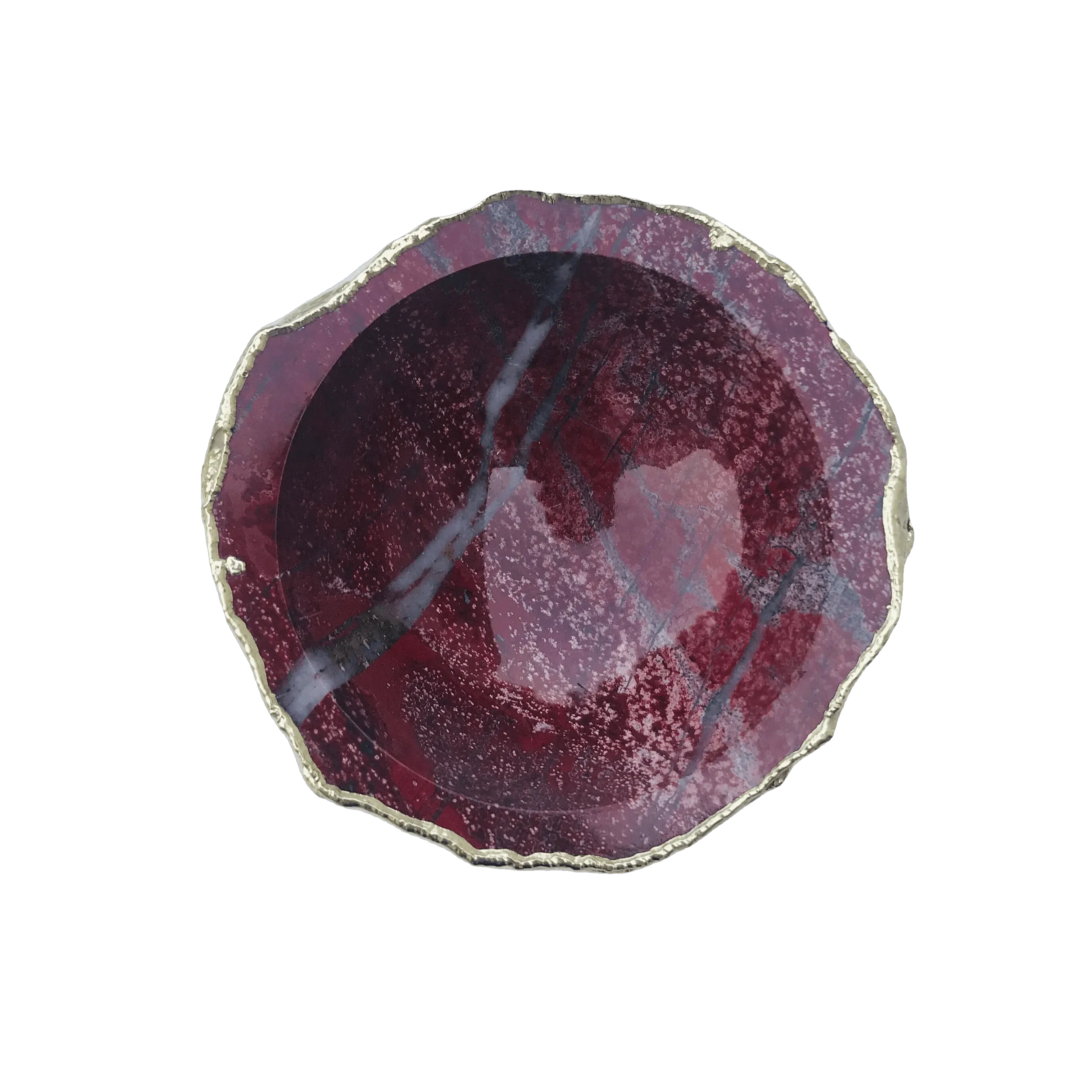Maroon Red Agate Geode Jewelry Bowl