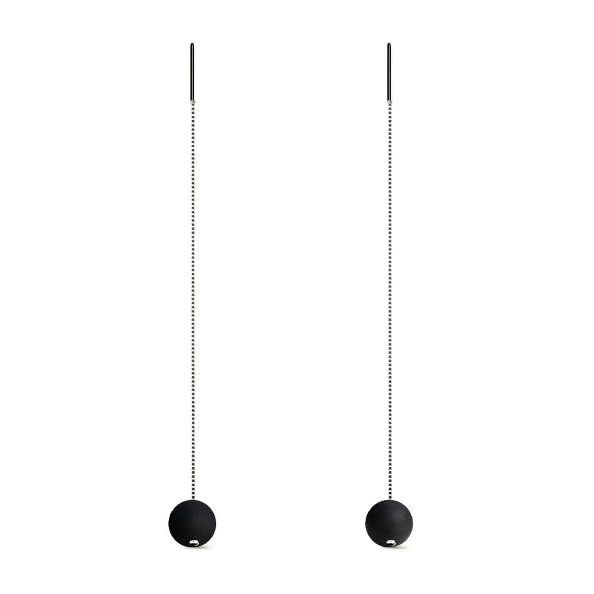 Matte Black Agate | .925 Sterling Silver | Chain Drop Threader Gemstone Earrings