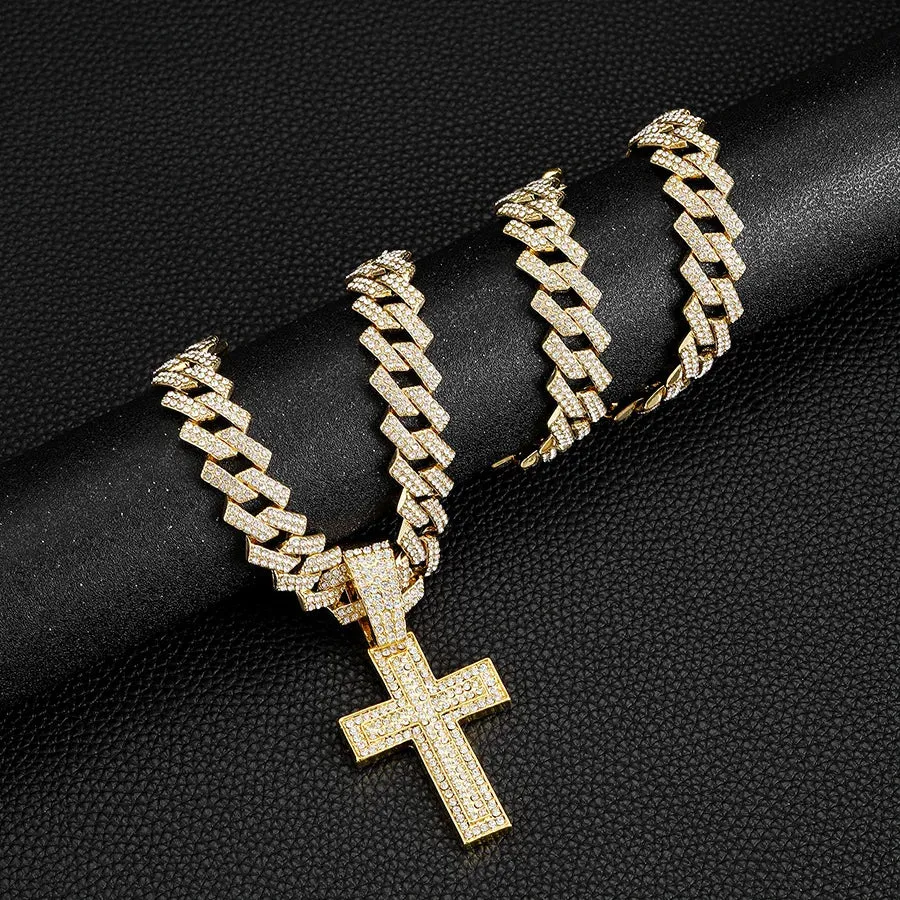 Men Women Hip Hop  Cross Sword Necklaces