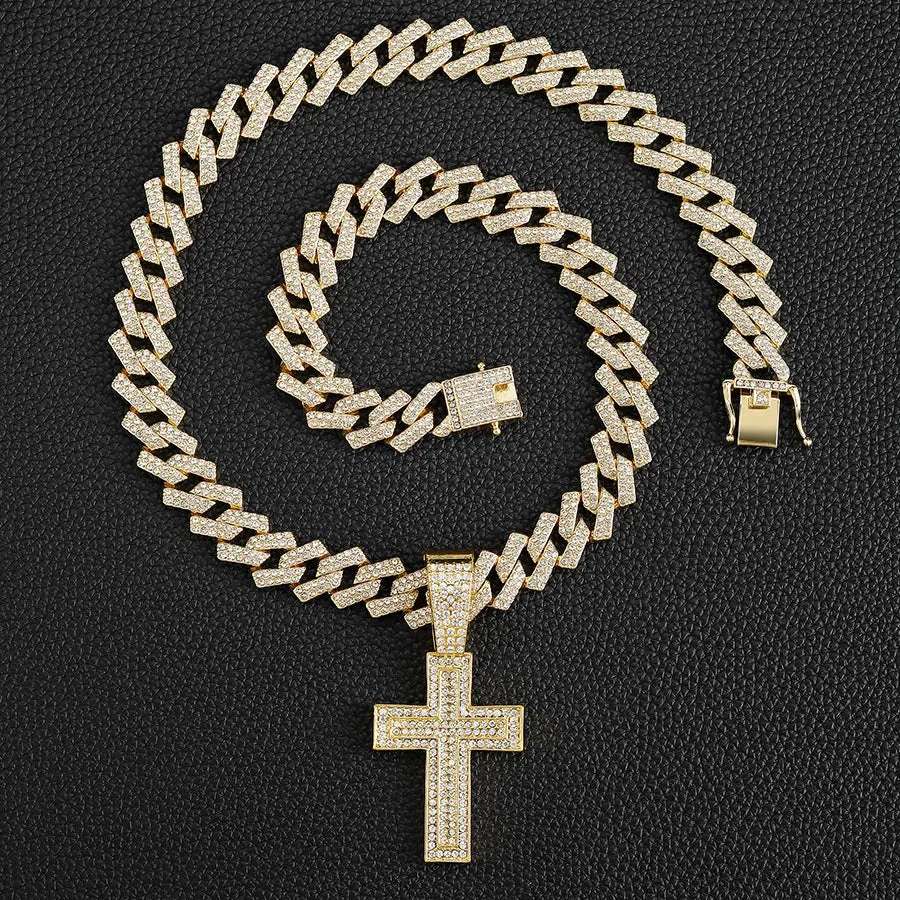 Men Women Hip Hop  Cross Sword Necklaces