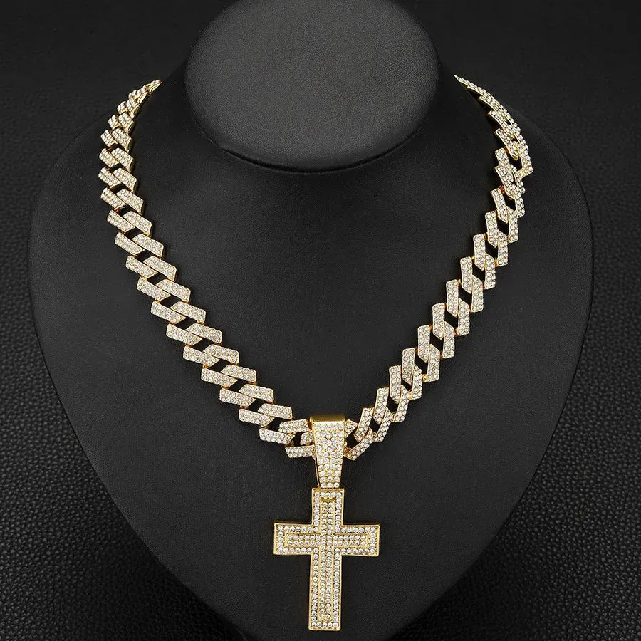 Men Women Hip Hop  Cross Sword Necklaces