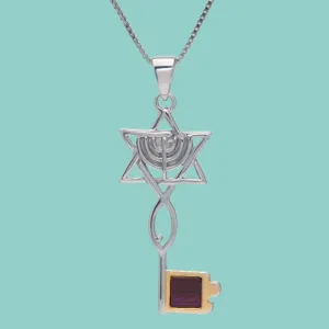 Menorah Star of David Fish. Messianic. Nano Sim New Testament  Key Pendant