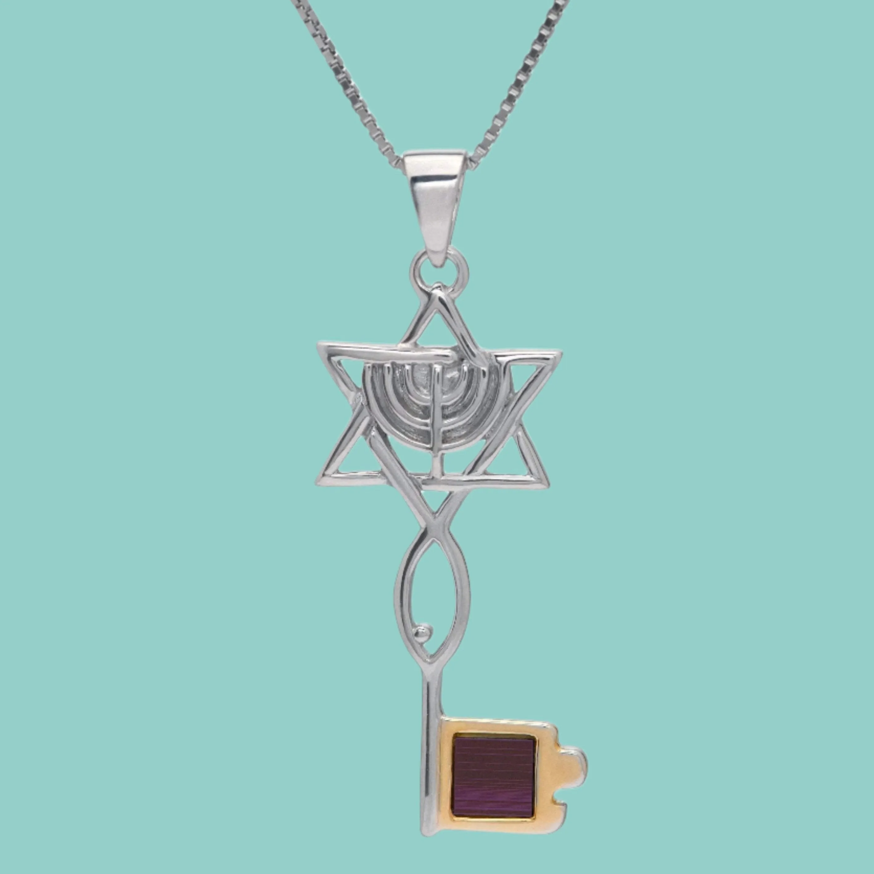 Menorah Star of David Fish. Messianic. Nano Sim New Testament  Key Pendant