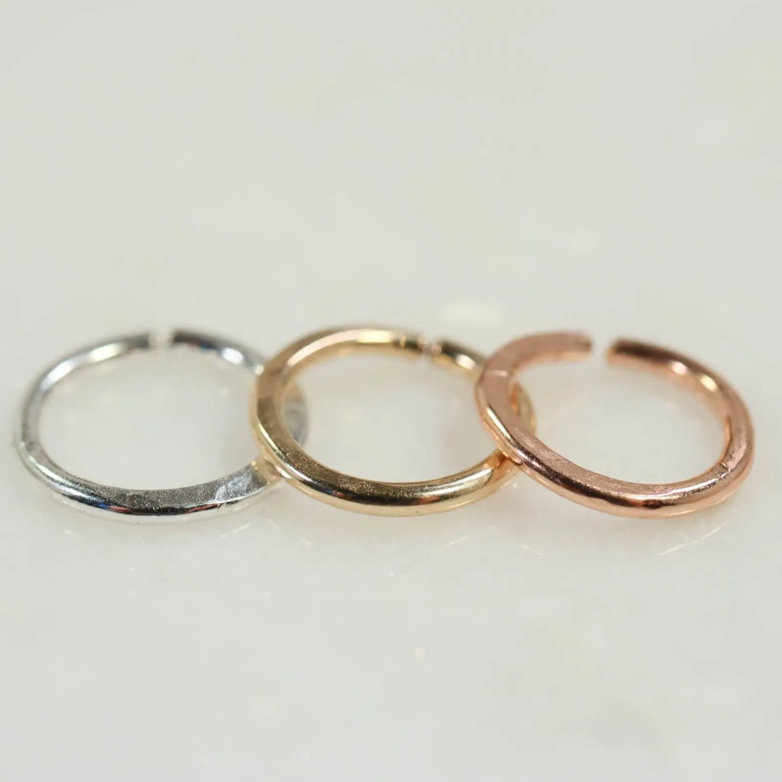 Men's Thick Gauge Hammered Hoop SINGLE - 12 Gauge, Choose Your Diameter and Metal