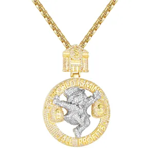 Mens World Is Mine Dollar Bag Hip Hop Custom Pendant