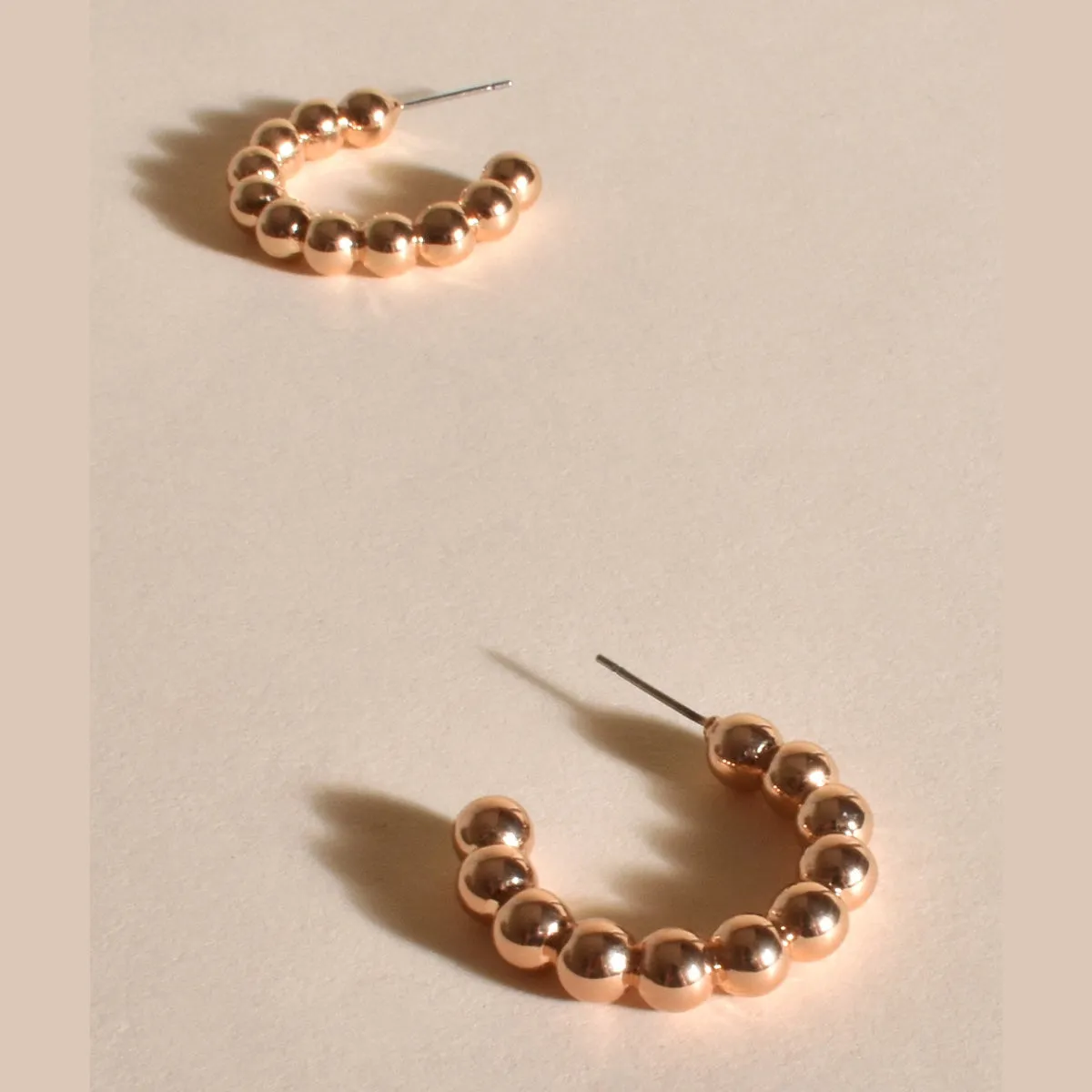 Metal Ball Hoop Earrings (Gold)