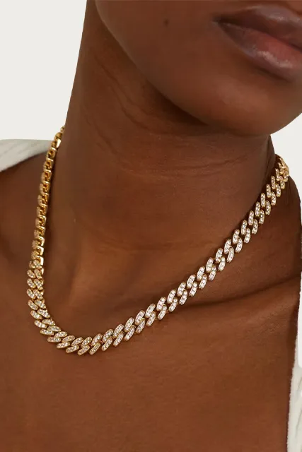 MEXICAN PAVÉ GOLD CHAIN NECKLACE