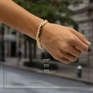 Miami Cuban Link Chain Bracelet 14K Gold Premium Plated 10-24mm Men Jewelry 8.5 inch