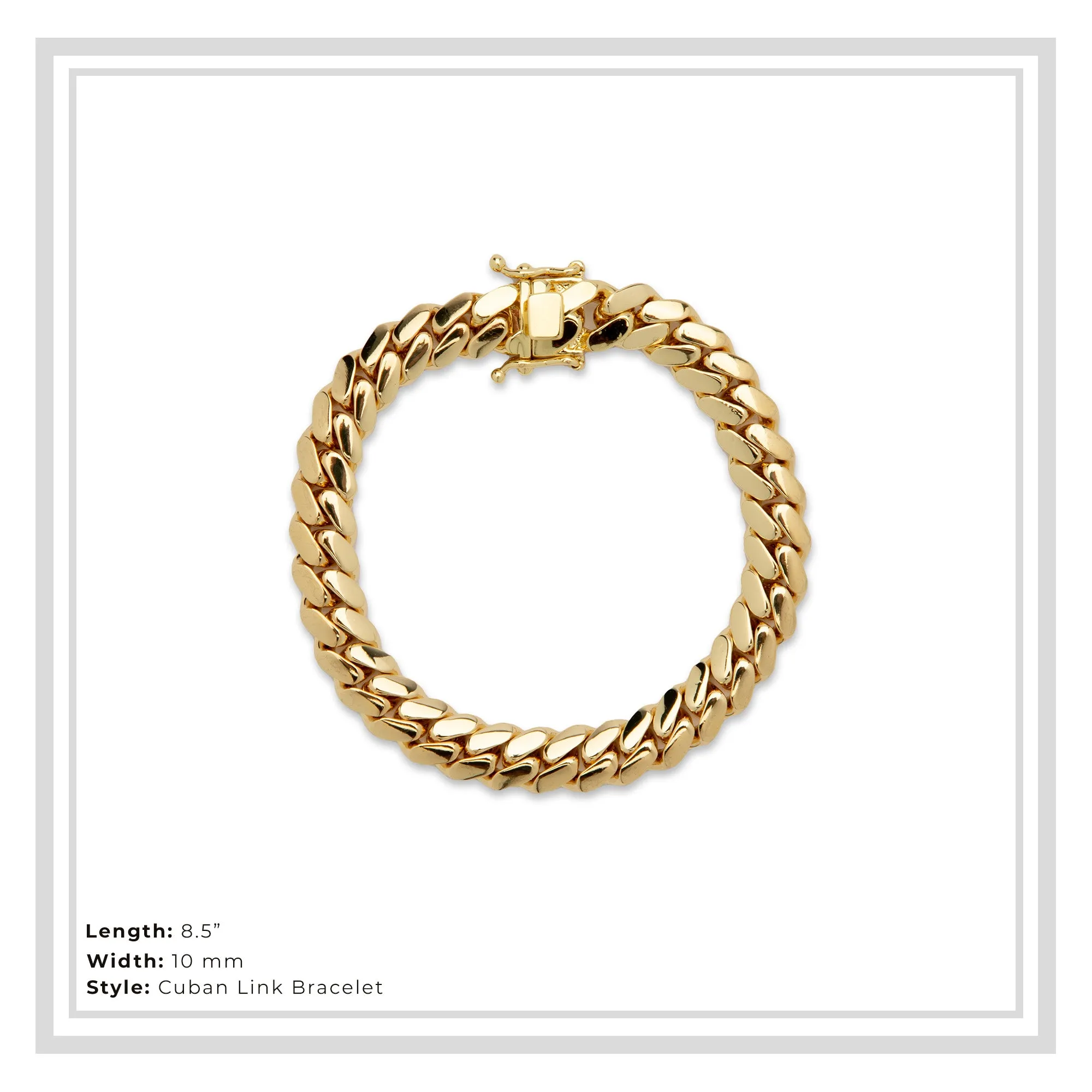 Miami Cuban Link Chain Bracelet 14K Gold Premium Plated 10-24mm Men Jewelry 8.5 inch