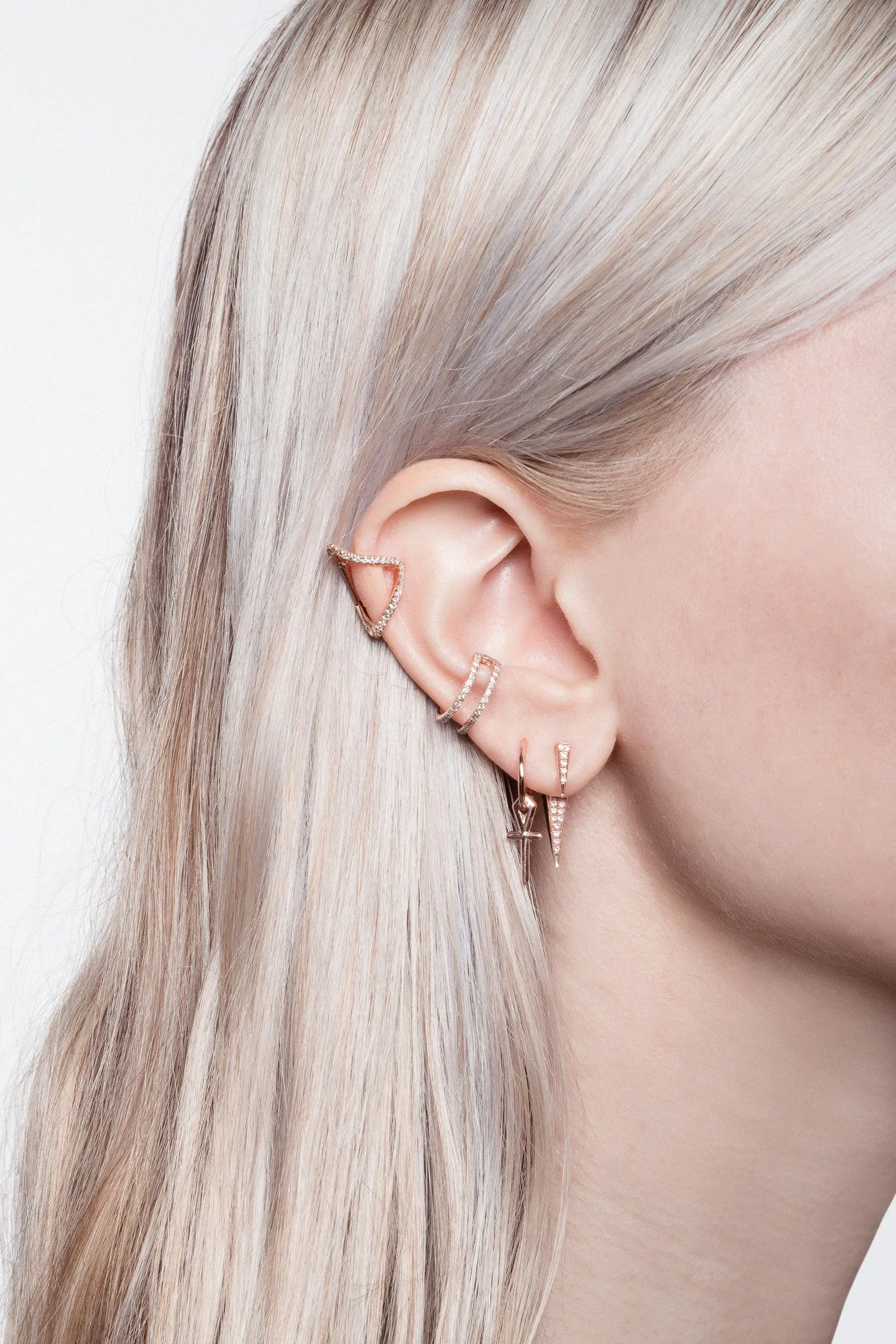 Micro Pave Link Ear Cuff Single Earring