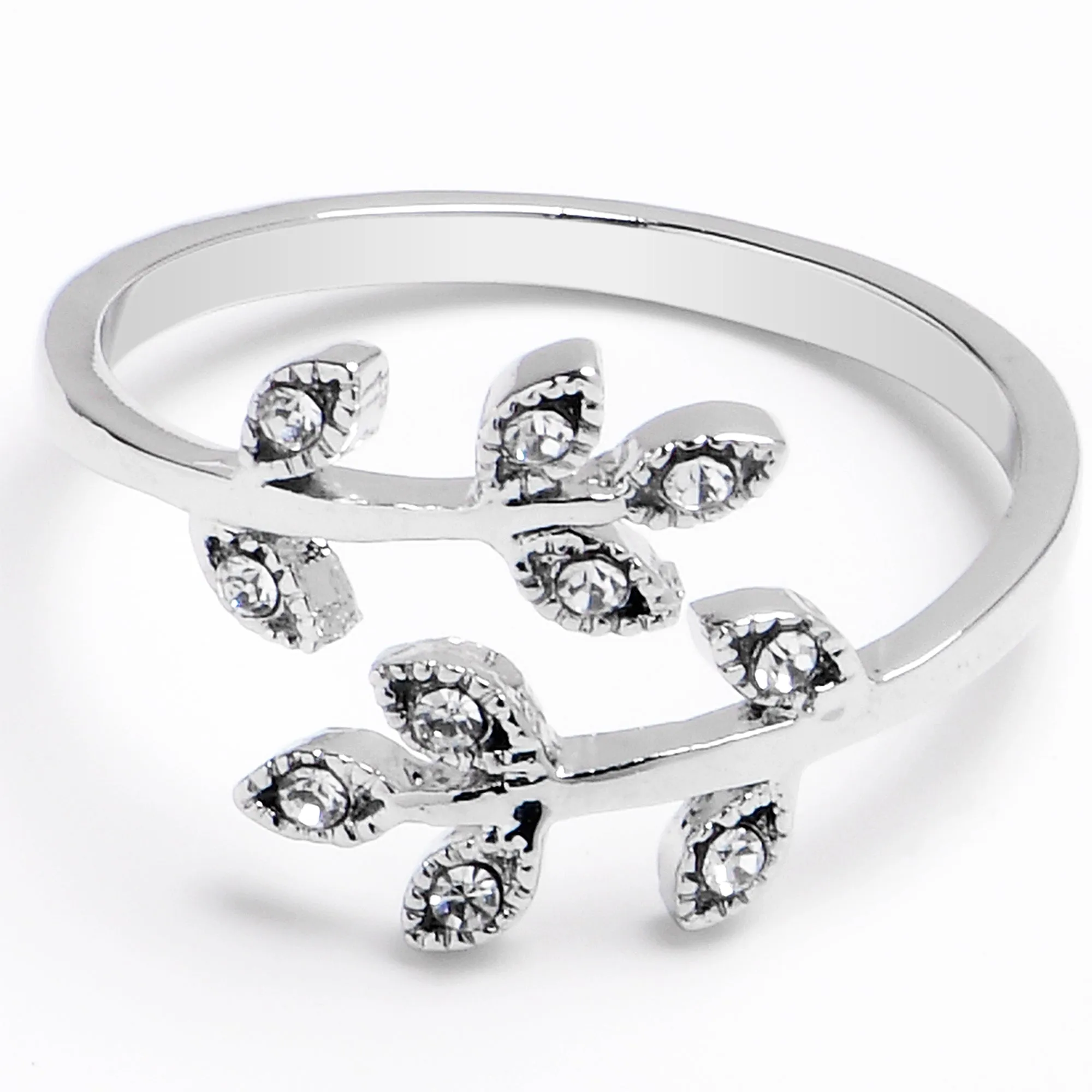 Middle Finger Elegance of Nature Clear Gem Leaf Ring Toe Ring