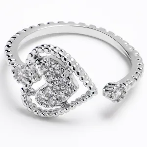 Midi Ring Clear Gem Texture Heart Toe Ring