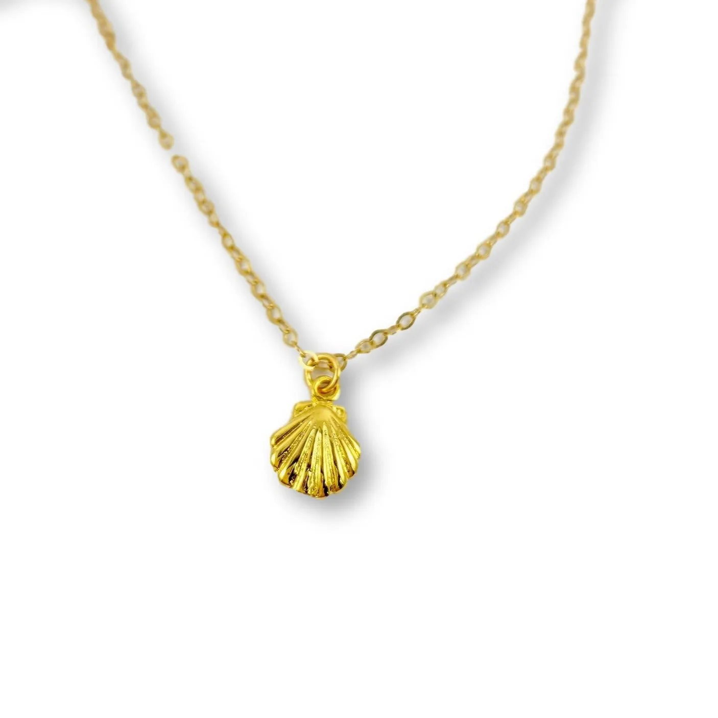 Mini Mermaid Sea Shell 14K Gold Necklace