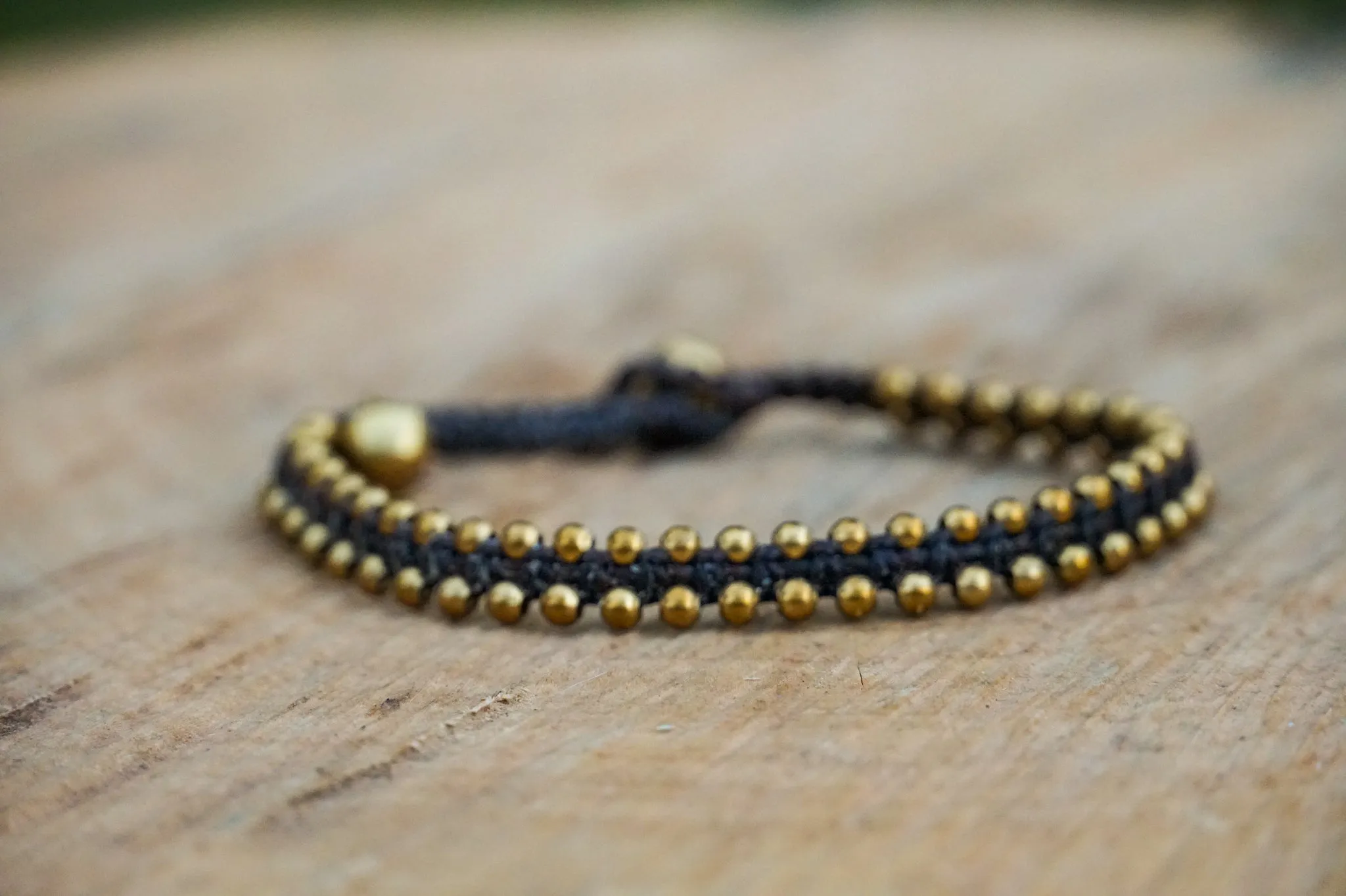 Minimalist Double-Strand Brass Beaded Bracelet