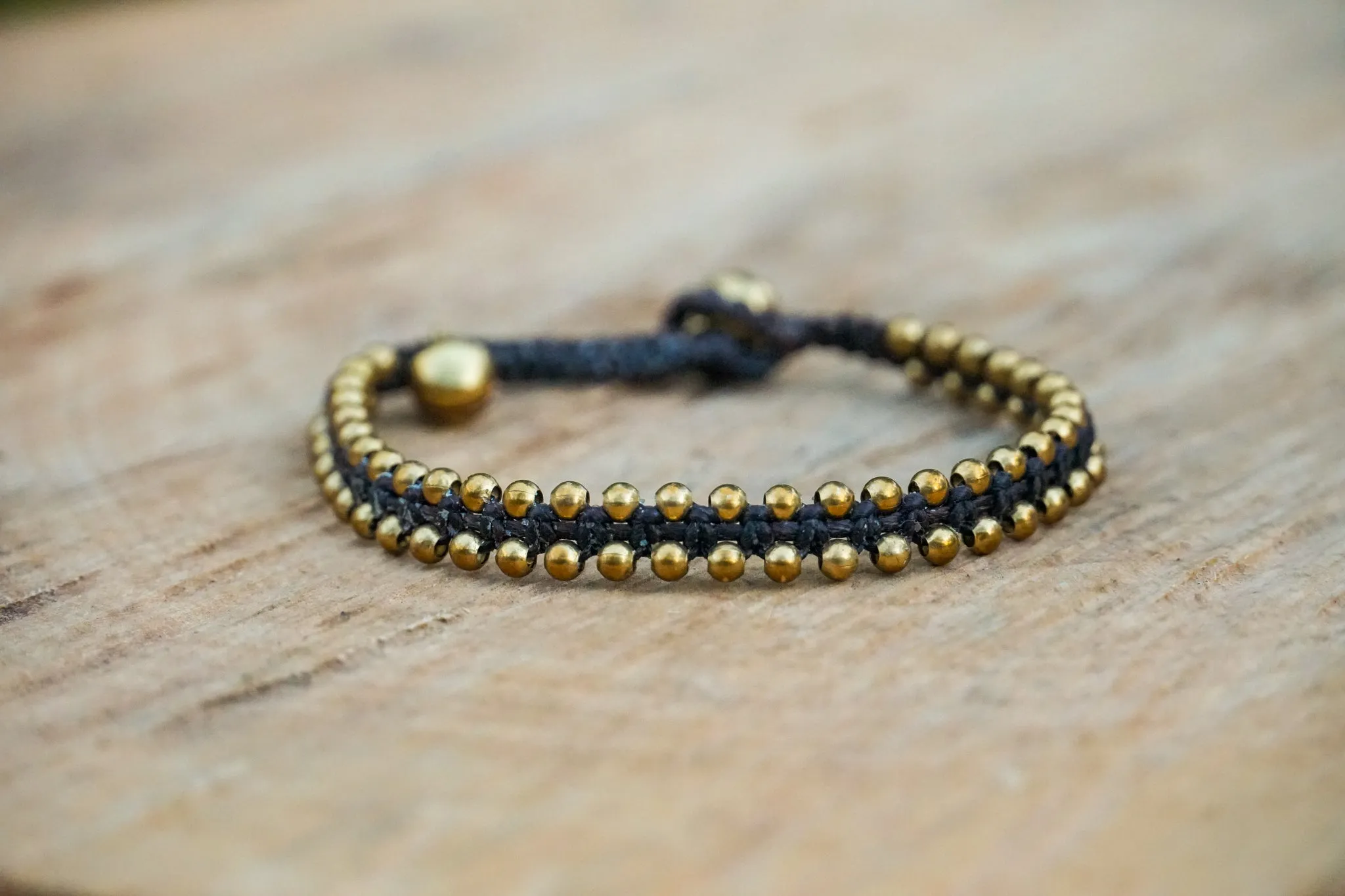 Minimalist Double-Strand Brass Beaded Bracelet