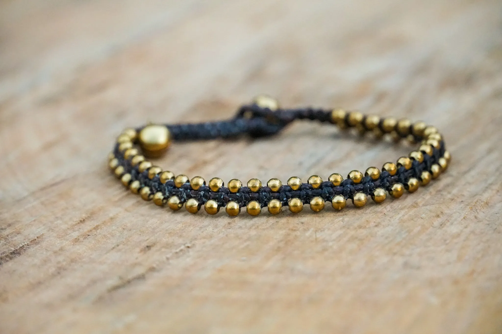 Minimalist Double-Strand Brass Beaded Bracelet