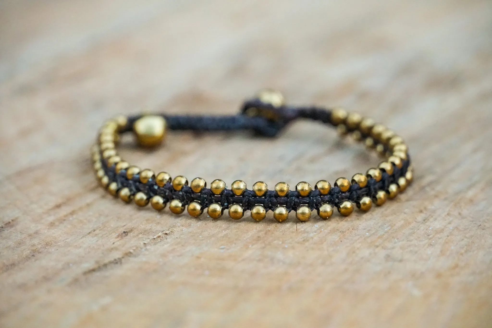 Minimalist Double-Strand Brass Beaded Bracelet