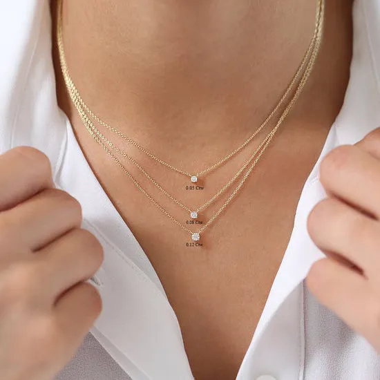 Minimalist Jewelry Solitaire Diamond Silver Necklace