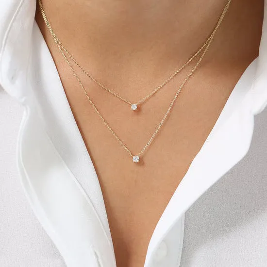 Minimalist Jewelry Solitaire Diamond Silver Necklace