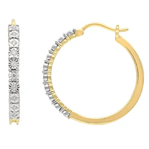 Miracle Hoop Earrings with 1/4ct of Diamonds in 9ct Yellow Gold