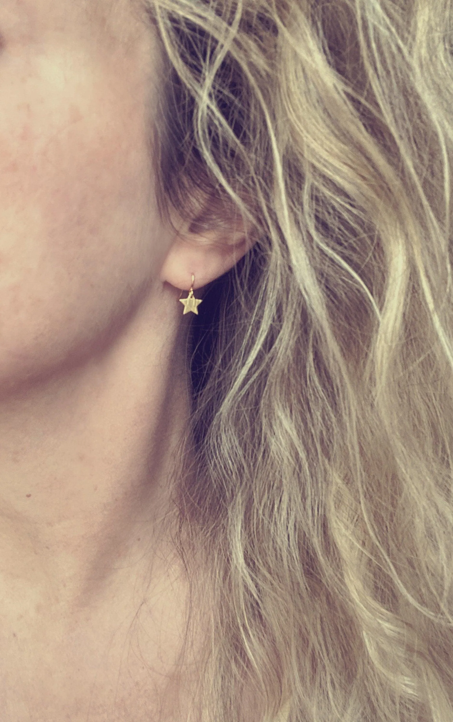 Moon & Star Earrings, gold crescent earring, gold moon earring, gold star earring, night sky earring, small gold earring, celestial earring