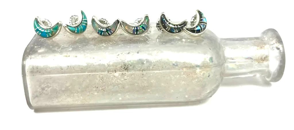 Moon Post Inlay Earring