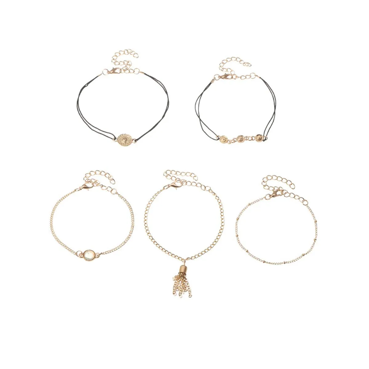 Moonstone & Vibre Tassel Anklet Set