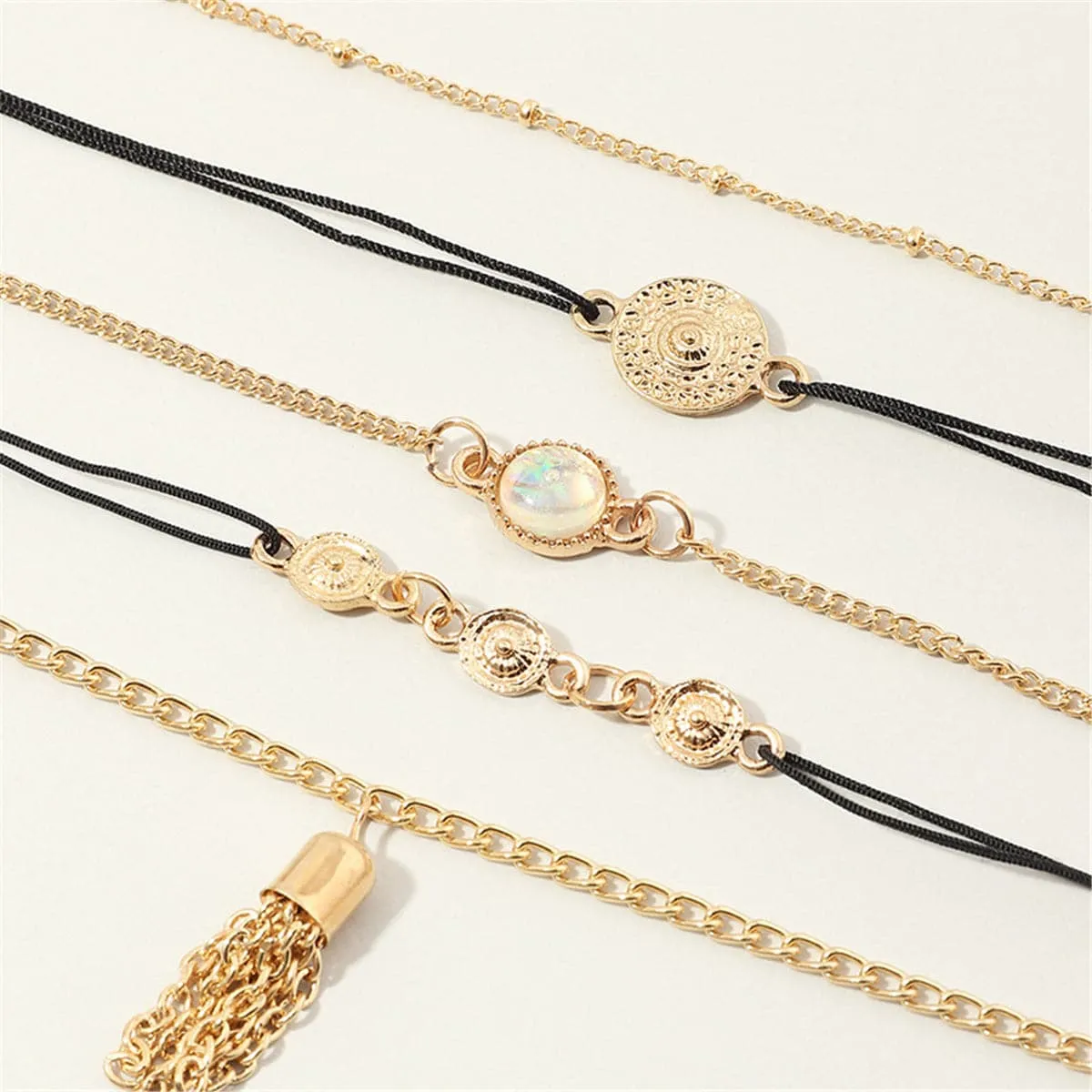 Moonstone & Vibre Tassel Anklet Set